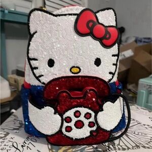 Loungefly Hello Kitty Red and Blue Backpack 50th Anniversary Backpack and wallet